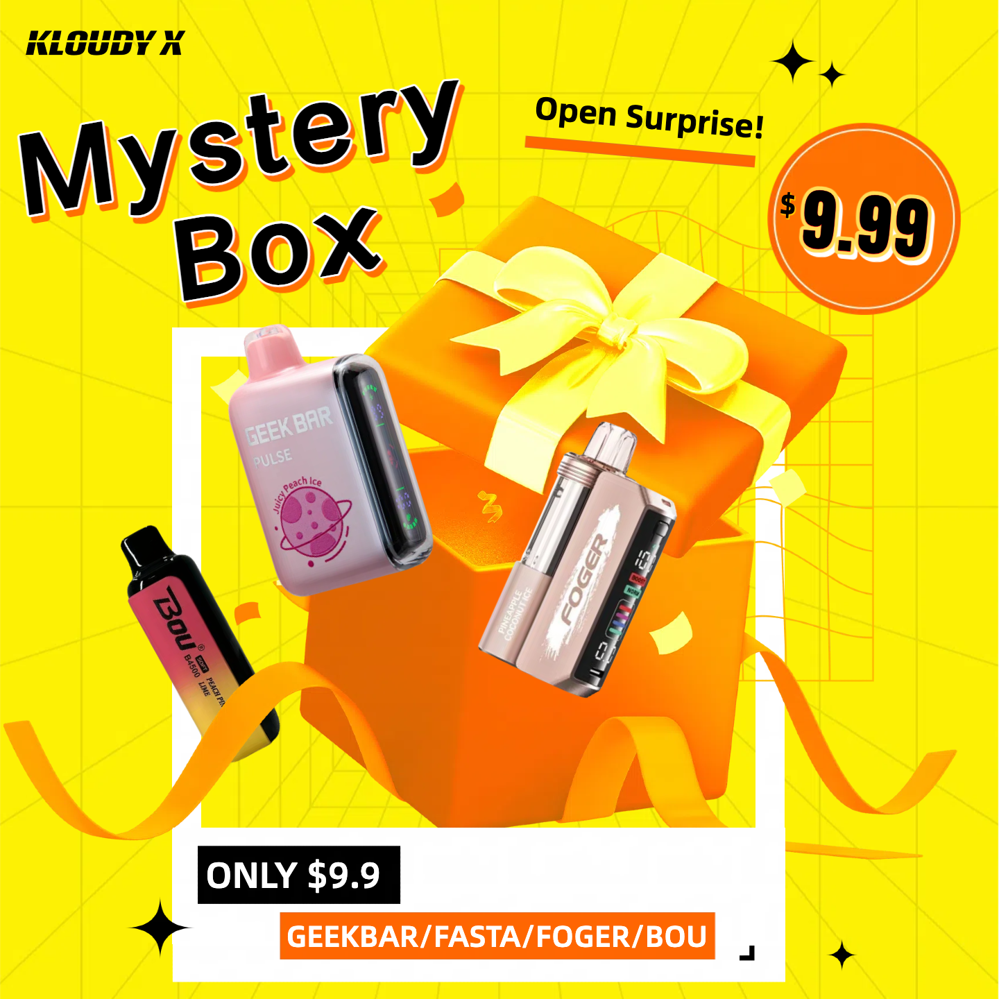 kloudyx vape mystery box, get the chance to win geekbar